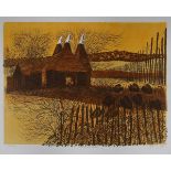 Robert Tavener (1920-2004), artist proof print, 'Oast houses near Tenterden, Kent', signed in