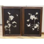 A pair of Japanese Meiji period ivory inlaid lacquered panels - 43.5 x 69cm