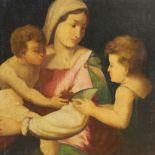 Italian School, oil on canvas, Virgin and child with John the Baptist, 49 x 49cm