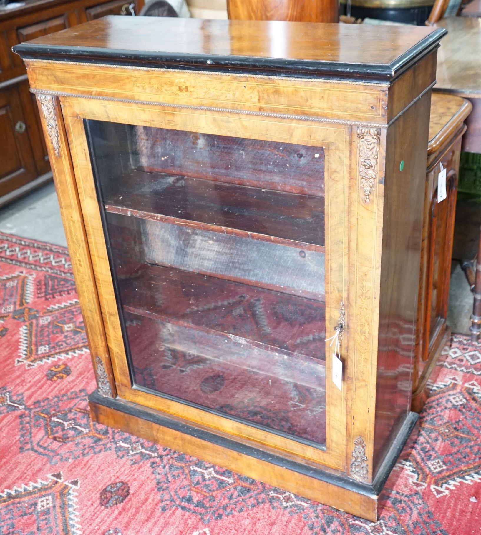 A Victorian inlaid walnut gilt metal mounted pier cabinet, width 80cm, depth 30cm, height 101cm - Image 3 of 3