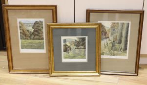 Simon Palmer (1956-), three watercolours, 'Meeting on the hill', 'Time to look' and 'The garden