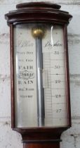 A Georgian style mercury stick barometer and thermometer, dial marked J. Blatt, Brighton, in