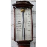 A Georgian style mercury stick barometer and thermometer, dial marked J. Blatt, Brighton, in