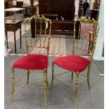 A pair of brass Chiavari bedroom chairs