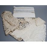 A lace bolero, a small collection of lace collars, trimmings etc