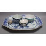 A 15th century Annamese blue and white box and cover, an 18th century Chinese blue and white dish