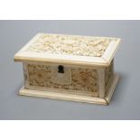 A 19th century carved Ivory Cantonese box,12.5 cms wide.
