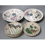 A Chinese dragon pattern dish and cover, together with Japanese dishes (7)