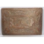 An Indian carved hardwood panel,51.5 cms high x 35 cms.