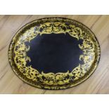 A large Victorian oval papier mache tray,66cms wide.