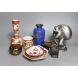 A selection of Japanese ceramics, bronzes and cloisonné enamel wares - some Meiji period