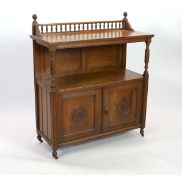 A late Victorian oak buffet, width 113cm depth 47cm height 133cm