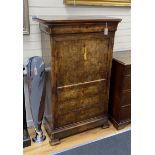 A 19th century French walnut secretaire a abbatant, width 95cm, depth 43cm, height 154cm