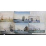 Norman Septimus Boyce (1895-1962), six watercolours, Shipping off the coast, signed, largest 26 x