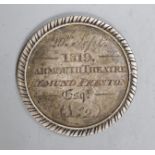 A late George III silver theatre ticket inscribed 'Proprietors Transferable Ticket', verso '29th