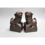 A pair of Chinese hongmu Buddhist lion figures, late 19th century - 18cm highprobably part of a