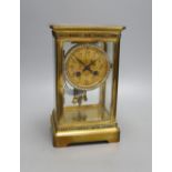 An early 20th century paste set brass four glass mantel clock retailed by Tiffany & Co. Includes