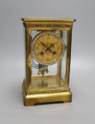 An early 20th century paste set brass four glass mantel clock retailed by Tiffany & Co. Includes