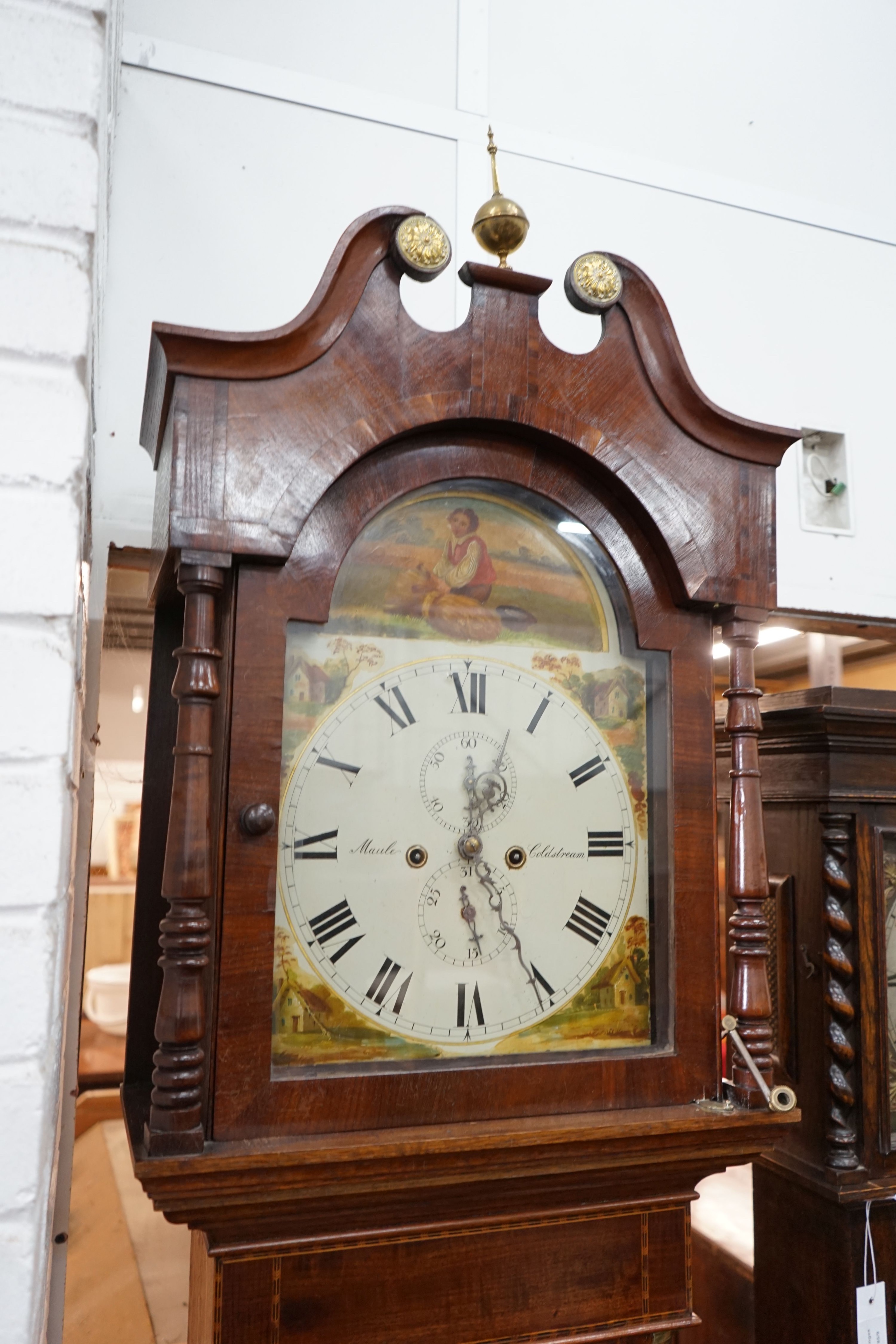 An early 19th century mahogany banded oak 8 day longcase clock, the painted dial marked Maule, - Image 2 of 4