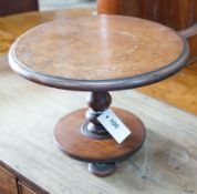 A Victorian miniature mahogany tilt top breakfast table, diameter 35cm, height 24cm