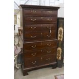 A George III mahogany chest on chest, width 105cm, depth 50cm, height 194cm