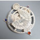 A modern 925, carnelian and lapis lazuli set Astrolabe, 88mm.