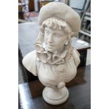 A faux marble bust of a Pierrette, height 54cm