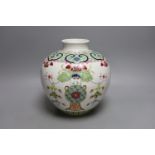 A Chinese famille rose ovoid vase, Yongzheng mark but 19th century - 23cm tall