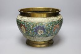 A Japanese champleve enamel and bronze jardiniere, 22cm