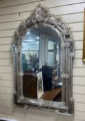 A large Venetian wall mirror with etched gilded borders, width 80cm, height 125cm