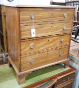 A George III mahogany hinge top commode with dummy drawer front and brass handles, width 66cm, depth