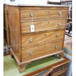 A George III mahogany hinge top commode with dummy drawer front and brass handles, width 66cm, depth