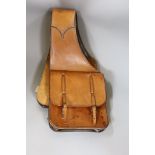 A leather saddle bag