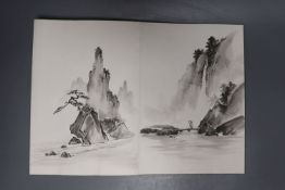 Chinese School - 20th century a concertina book of ink paintings