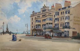 Clem Lambert (1885-1925), watercolour, 'The Royal York Hotel', Brighton, signed, 27 x42cm, unframed