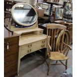 An Edwardian pine dressing table, width 106cm, depth 51cm, height 154cm together with a Victorian