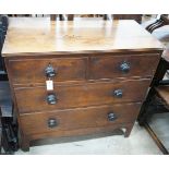 A small Regency provincial oak chest of two short and two long drawers, width 90cm, depth 44cm,