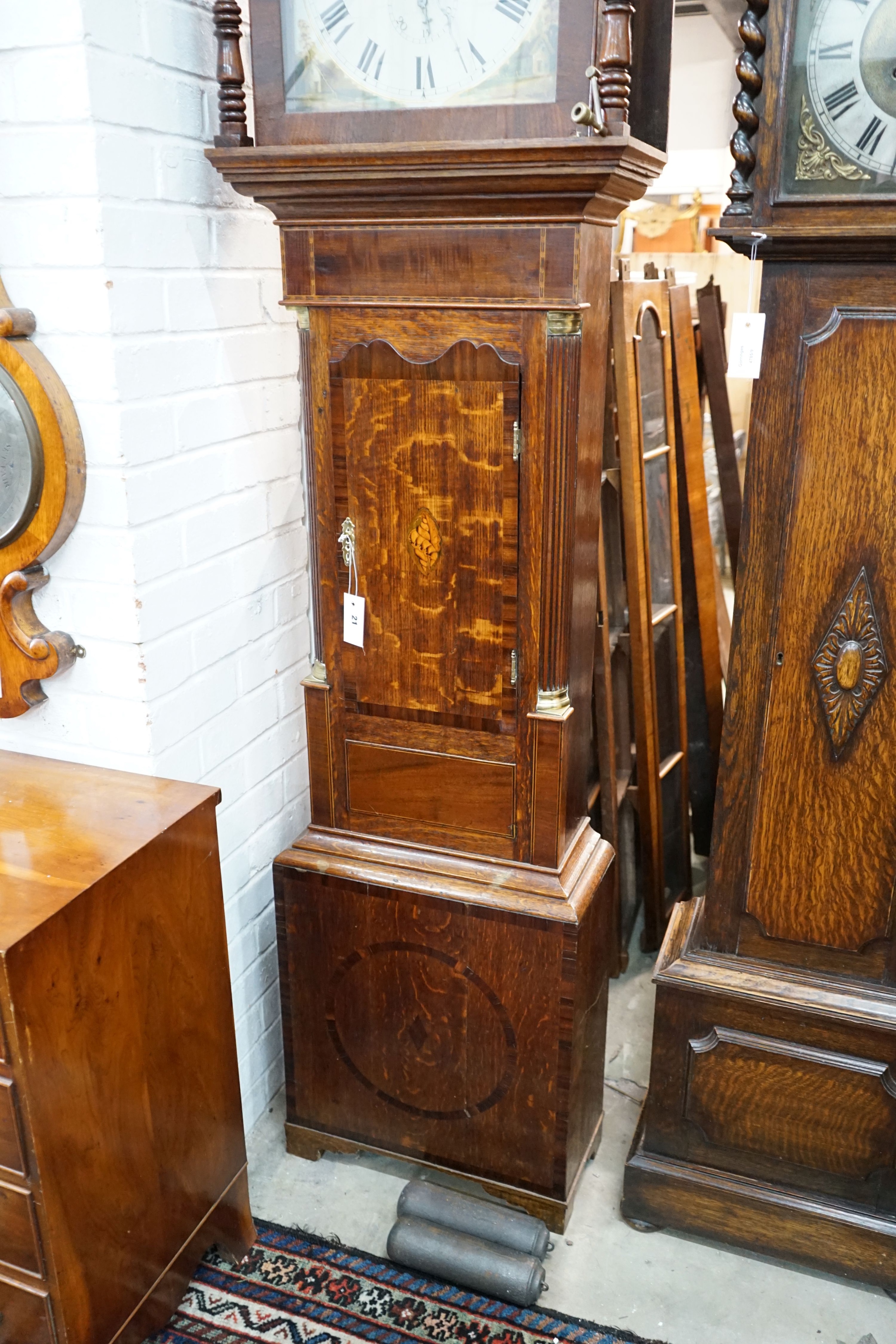 An early 19th century mahogany banded oak 8 day longcase clock, the painted dial marked Maule, - Image 3 of 4