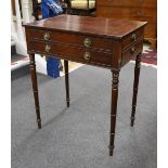 A Regency rectangular mahogany four drawer side table, width 60cm, depth 40cm, height 72cm