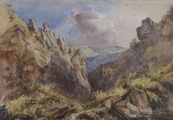 F.H. Shepherd (19th C.), watercolour, 'A View of Morgen Thal, near Neider Heimberg', title plaque