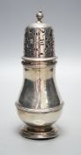 A George VI Brittania standard silver sugar caster, by Asprey & Co, London, 1937, 15.5cm, 179