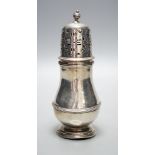 A George VI Brittania standard silver sugar caster, by Asprey & Co, London, 1937, 15.5cm, 179