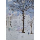 Pauline Sitwell, 20th century, watercolour, 'Snow in Bayswater', signed, 38 x 26cm
