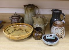 Studio ceramics to include: a Keith Smith jug, a Richard Batterham covered jug, a Winchcombe pottery