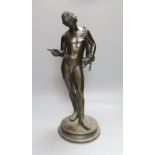 A bronze figure of Narcissus, marked Musee de Naples. 49cm