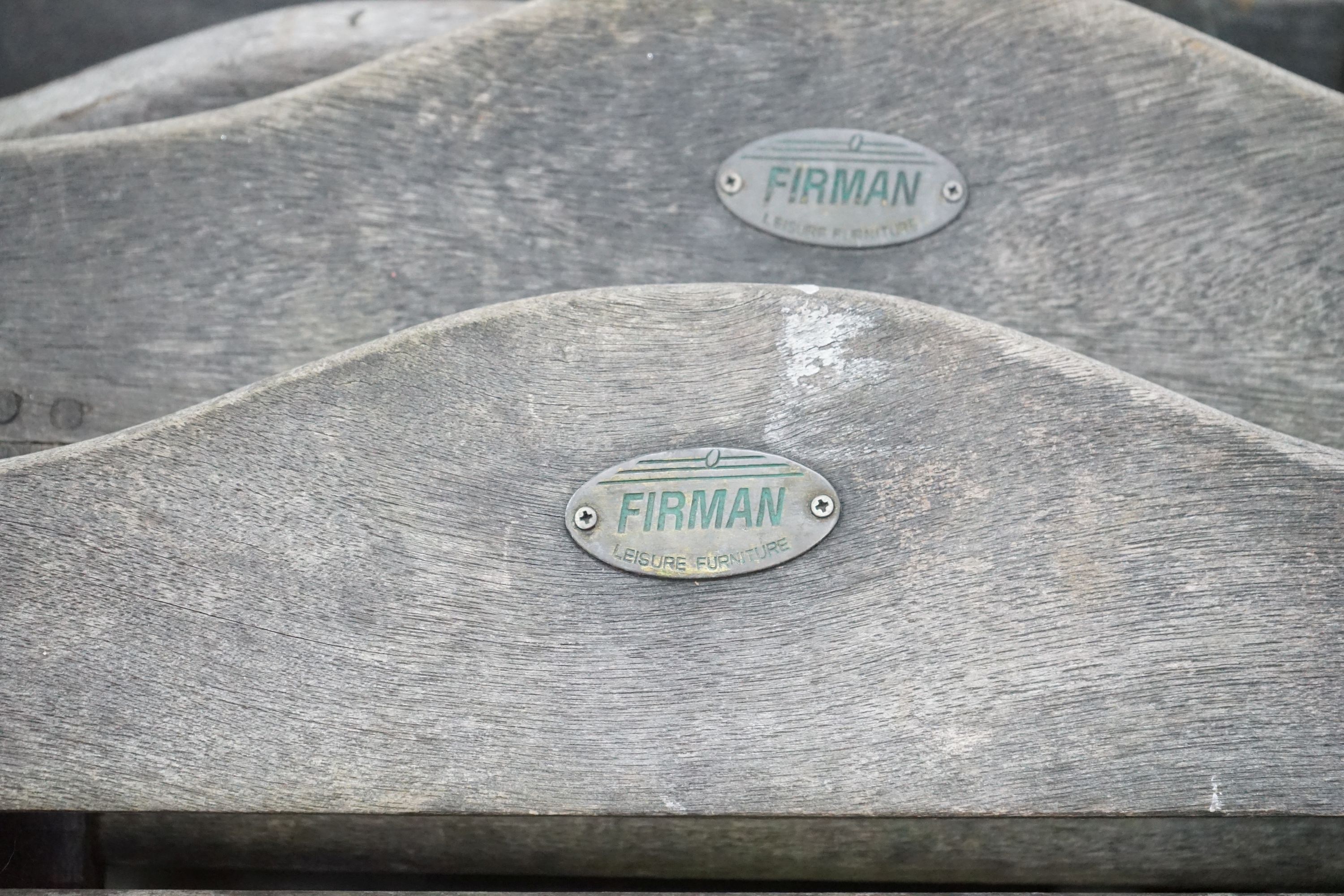 A set of six folding weathered teak garden chairs, labelled Firman, width 54cm, depth 42cm, height - Image 2 of 2