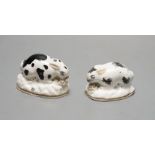 Two Staffordshire porcelain toy models of rabbits, c.1830–50,Provenance: Dennis G. Rice collection,5