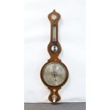 A Victorian rosewood wheel barometer and thermometer, with engraved silvered dials, height 103cm