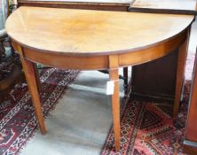 A George III mahogany D shaped side table, width 122cm, depth 59cm, height 73cm