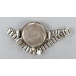 A gentleman's early 20th century silver Borgel cased manual wind wrist watch, on a metal bracelet.